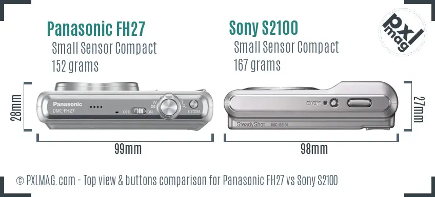 Panasonic FH27 vs Sony S2100 top view buttons comparison