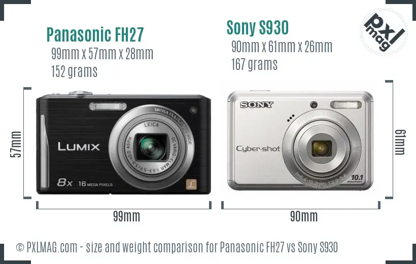 Panasonic FH27 vs Sony S930 size comparison