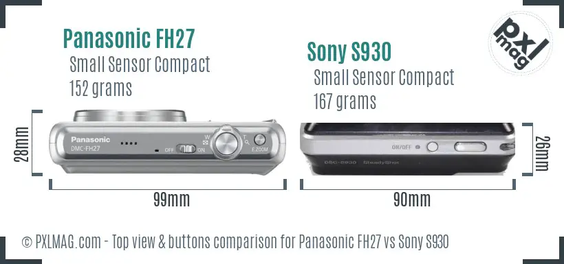 Panasonic FH27 vs Sony S930 top view buttons comparison
