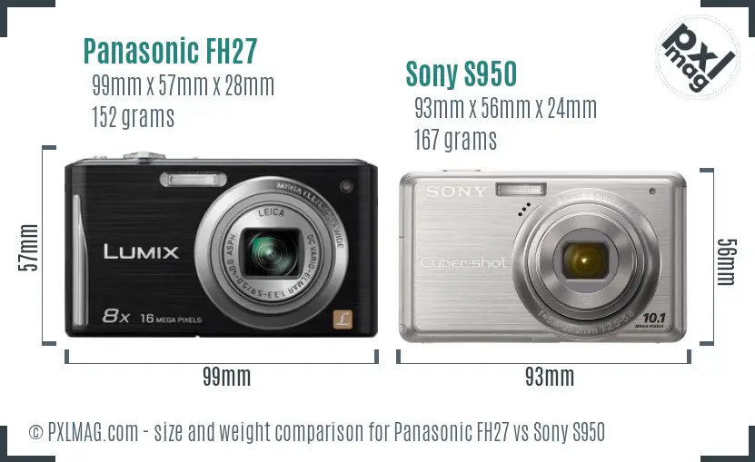 Panasonic FH27 vs Sony S950 size comparison