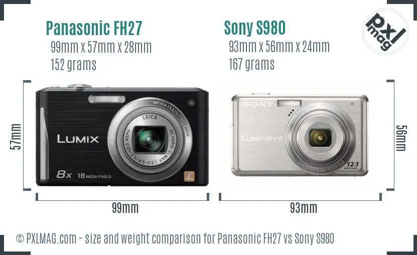 Panasonic FH27 vs Sony S980 size comparison