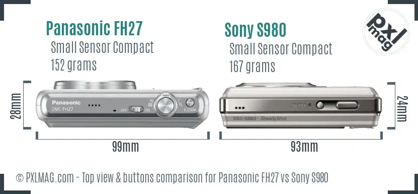 Panasonic FH27 vs Sony S980 top view buttons comparison