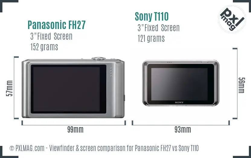 Panasonic FH27 vs Sony T110 Screen and Viewfinder comparison