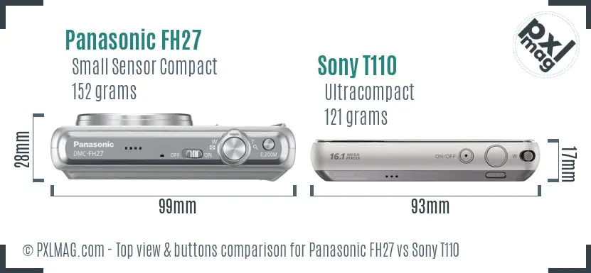 Panasonic FH27 vs Sony T110 top view buttons comparison