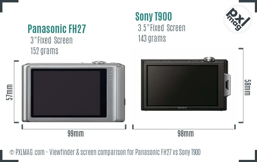 Panasonic FH27 vs Sony T900 Screen and Viewfinder comparison