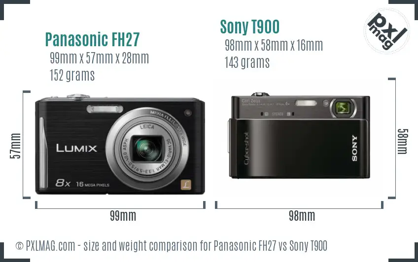Panasonic FH27 vs Sony T900 size comparison