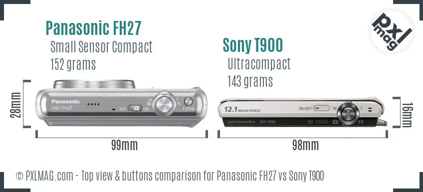 Panasonic FH27 vs Sony T900 top view buttons comparison