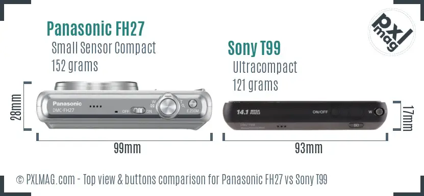 Panasonic FH27 vs Sony T99 top view buttons comparison
