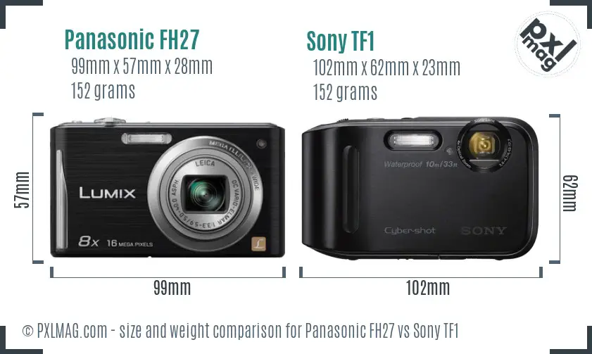 Panasonic FH27 vs Sony TF1 size comparison