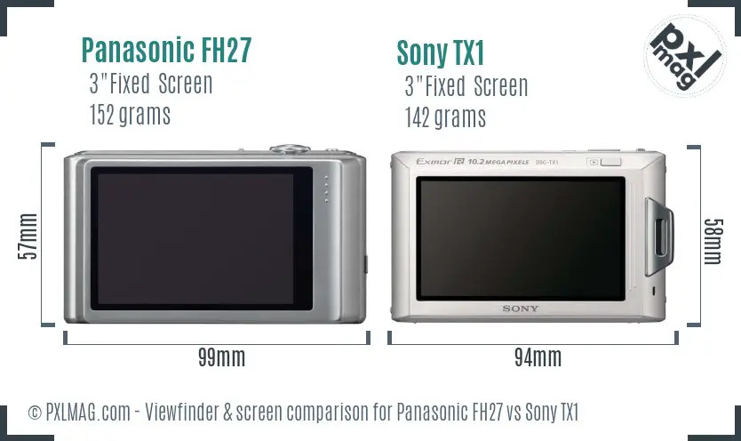 Panasonic FH27 vs Sony TX1 Screen and Viewfinder comparison