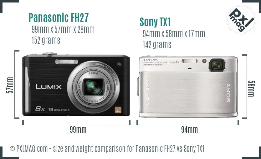 Panasonic FH27 vs Sony TX1 size comparison