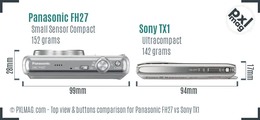 Panasonic FH27 vs Sony TX1 top view buttons comparison