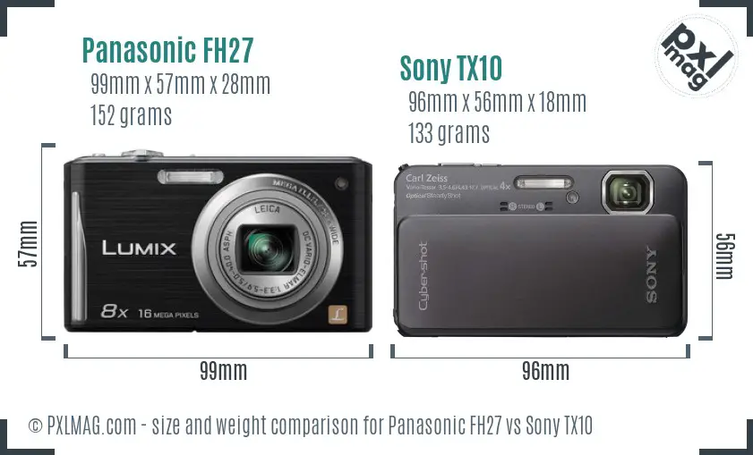 Panasonic FH27 vs Sony TX10 size comparison