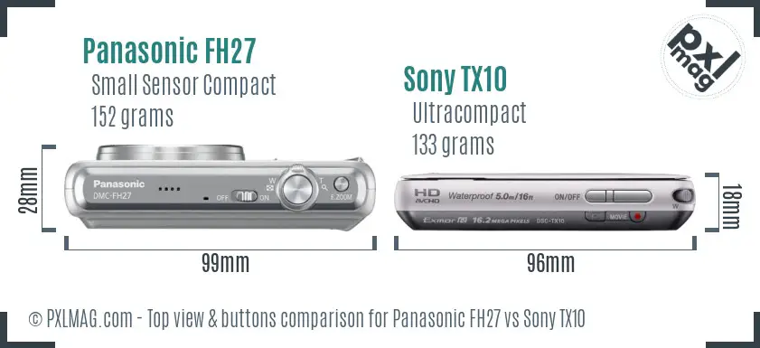Panasonic FH27 vs Sony TX10 top view buttons comparison