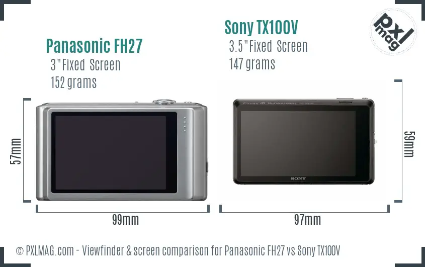 Panasonic FH27 vs Sony TX100V Screen and Viewfinder comparison