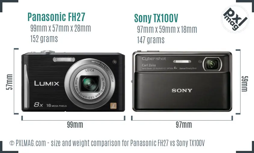 Panasonic FH27 vs Sony TX100V size comparison