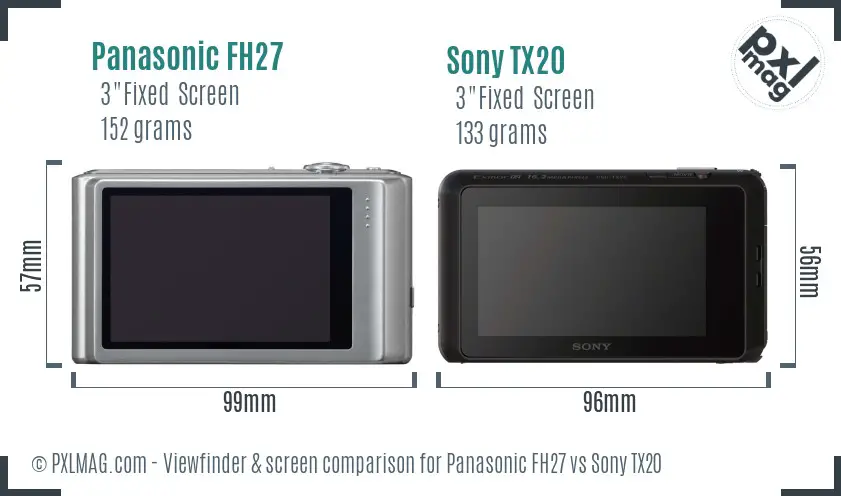 Panasonic FH27 vs Sony TX20 Screen and Viewfinder comparison