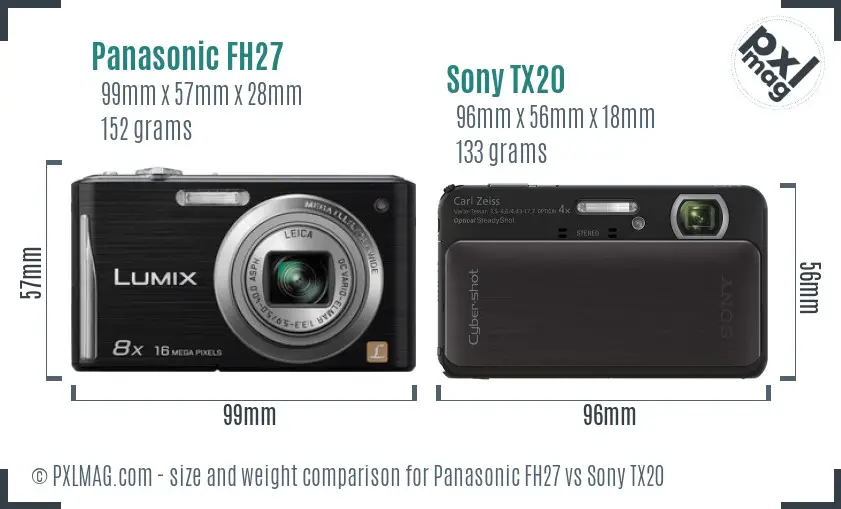 Panasonic FH27 vs Sony TX20 size comparison
