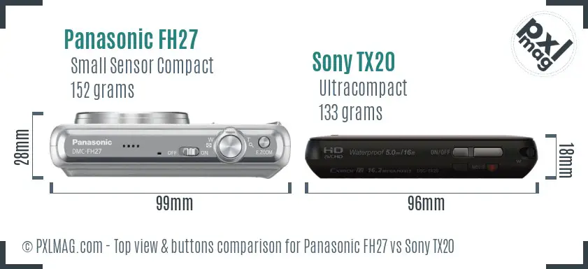 Panasonic FH27 vs Sony TX20 top view buttons comparison