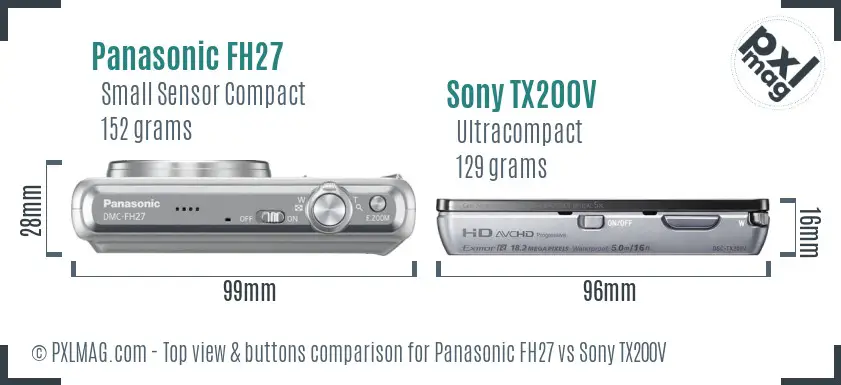 Panasonic FH27 vs Sony TX200V top view buttons comparison