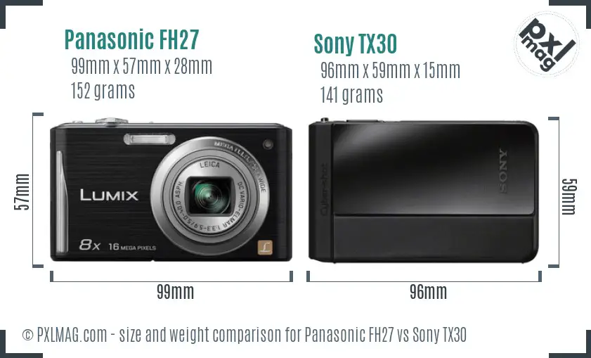 Panasonic FH27 vs Sony TX30 size comparison Panasonic FH27 vs Sony TX30 size comparison