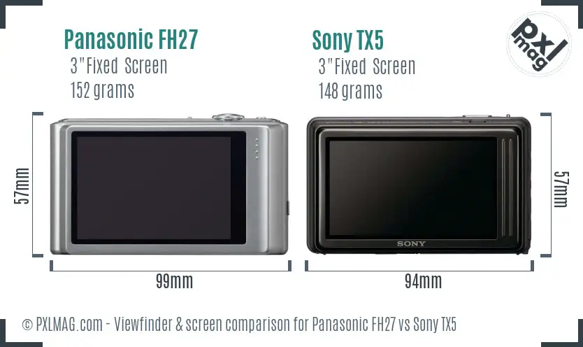 Panasonic FH27 vs Sony TX5 Screen and Viewfinder comparison