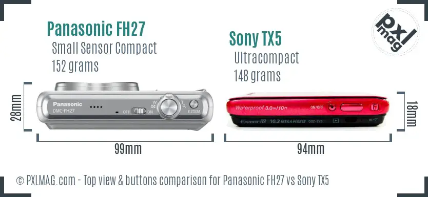 Panasonic FH27 vs Sony TX5 top view buttons comparison