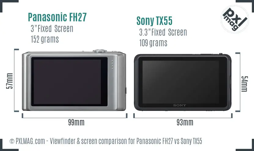 Panasonic FH27 vs Sony TX55 Screen and Viewfinder comparison