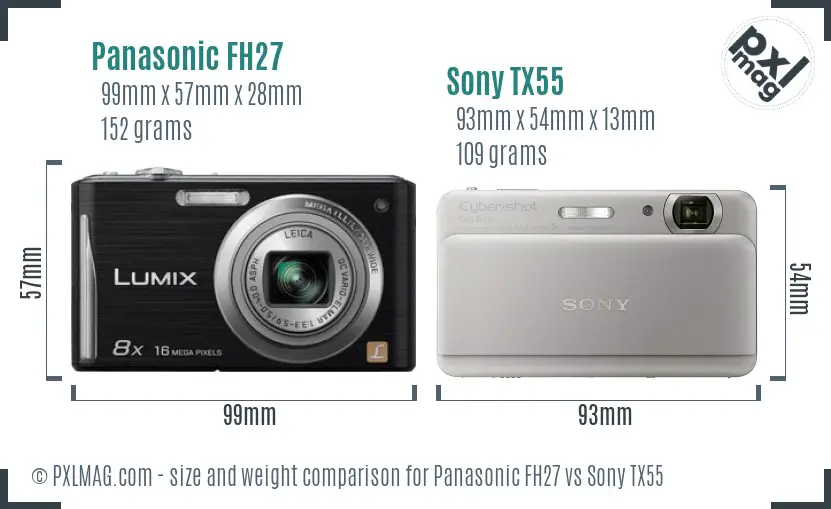 Panasonic FH27 vs Sony TX55 size comparison
