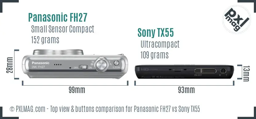 Panasonic FH27 vs Sony TX55 top view buttons comparison