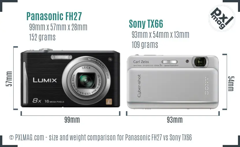 Panasonic FH27 vs Sony TX66 size comparison