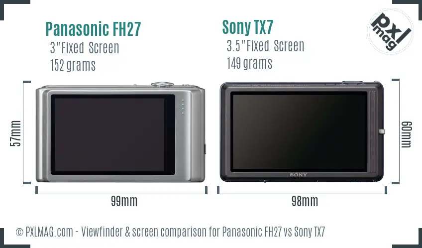 Panasonic FH27 vs Sony TX7 Screen and Viewfinder comparison