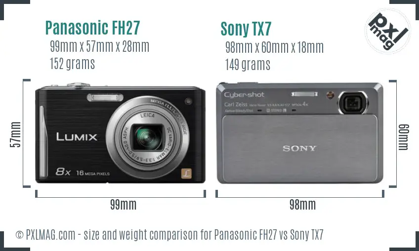 Panasonic FH27 vs Sony TX7 size comparison