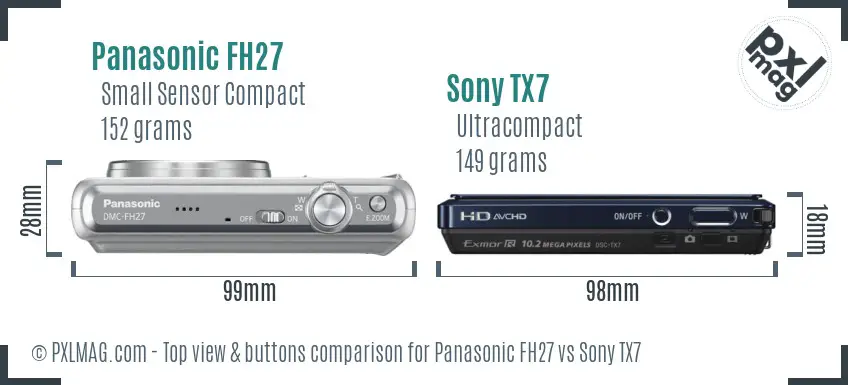 Panasonic FH27 vs Sony TX7 top view buttons comparison