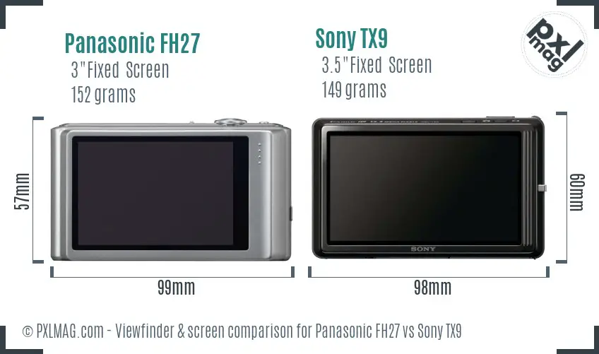 Panasonic FH27 vs Sony TX9 Screen and Viewfinder comparison Panasonic FH27 vs Sony TX9 Screen and Viewfinder comparison