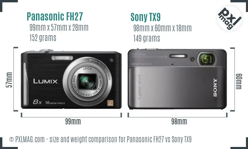 Panasonic FH27 vs Sony TX9 size comparison Panasonic FH27 vs Sony TX9 size comparison