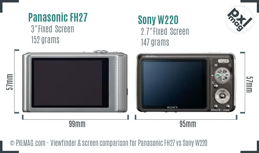 Panasonic FH27 vs Sony W220 Screen and Viewfinder comparison