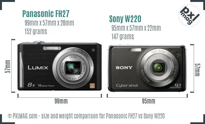 Panasonic FH27 vs Sony W220 size comparison