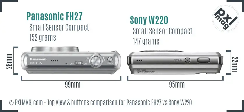 Panasonic FH27 vs Sony W220 top view buttons comparison