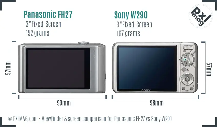 Panasonic FH27 vs Sony W290 Screen and Viewfinder comparison