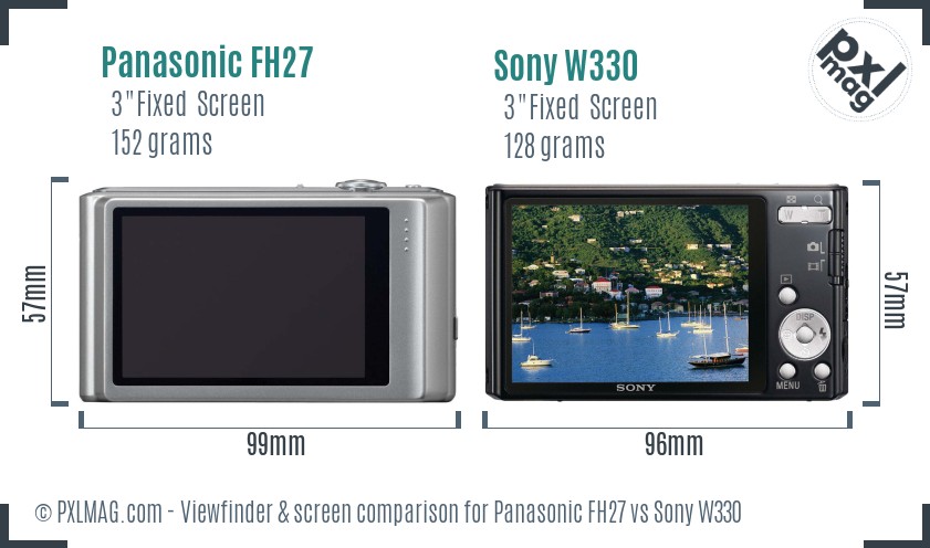 Panasonic FH27 vs Sony W330 Screen and Viewfinder comparison