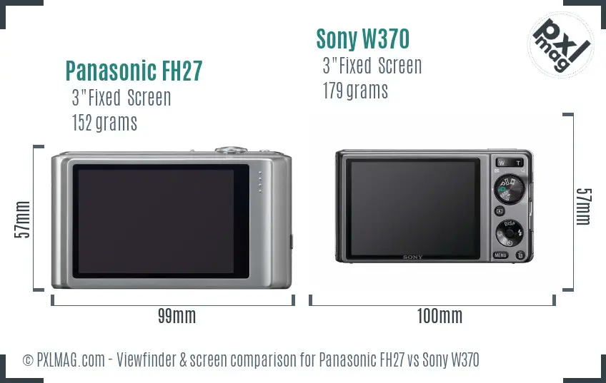 Panasonic FH27 vs Sony W370 Screen and Viewfinder comparison Panasonic FH27 vs Sony W370 Screen and Viewfinder comparison