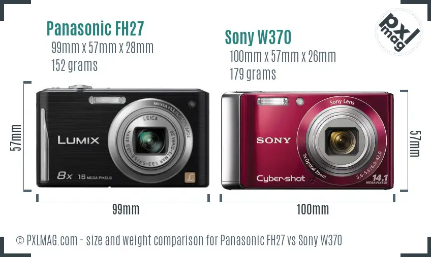 Panasonic FH27 vs Sony W370 size comparison Panasonic FH27 vs Sony W370 size comparison