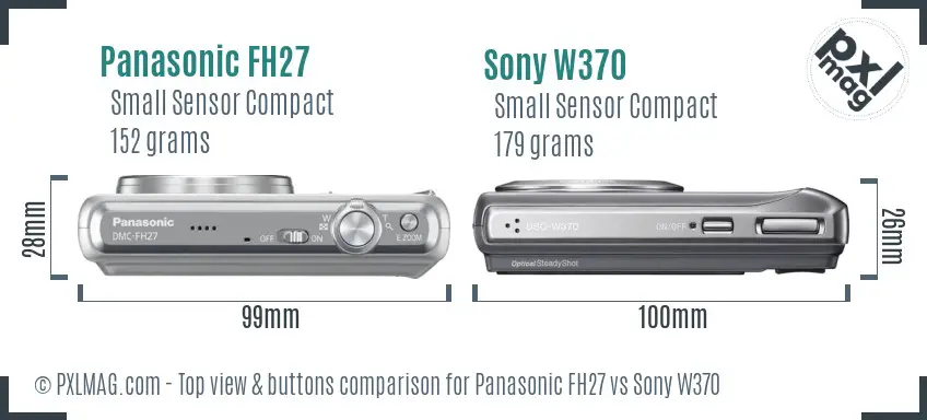 Panasonic FH27 vs Sony W370 top view buttons comparison Panasonic FH27 vs Sony W370 top view buttons comparison