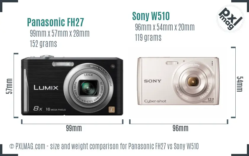 Panasonic FH27 vs Sony W510 size comparison Panasonic FH27 vs Sony W510 size comparison