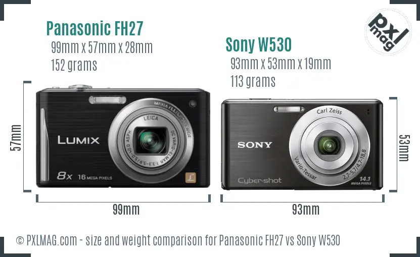 Panasonic FH27 vs Sony W530 size comparison