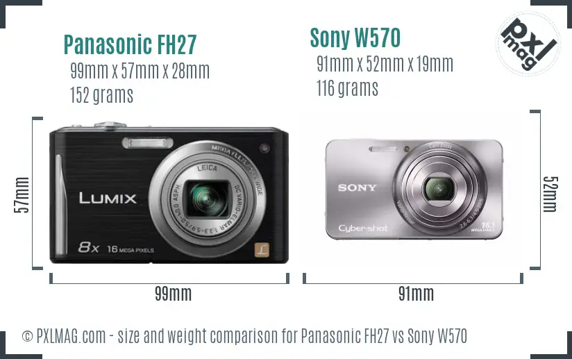 Panasonic FH27 vs Sony W570 size comparison