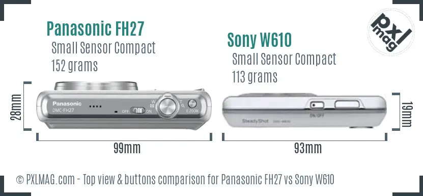 Panasonic FH27 vs Sony W610 top view buttons comparison