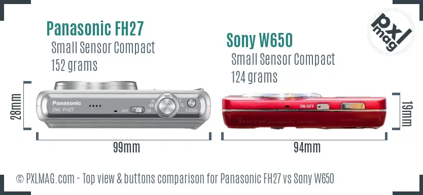 Panasonic FH27 vs Sony W650 top view buttons comparison