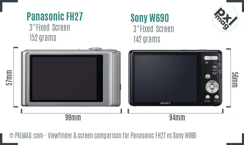 Panasonic FH27 vs Sony W690 Screen and Viewfinder comparison